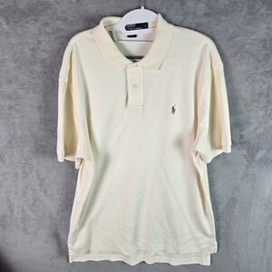 Polo Ralph Lauren Mens Large Cream Short Sleeve Cotton Polo Shirt Pony Logo